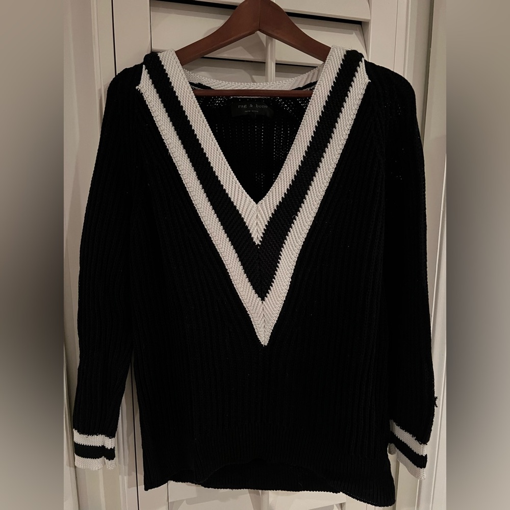 Black & white v neck
